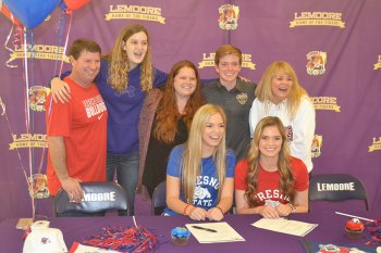 Sami and Chloe with the entirety of the Chedester family on Thursday in the Lemoore High School Event Center.